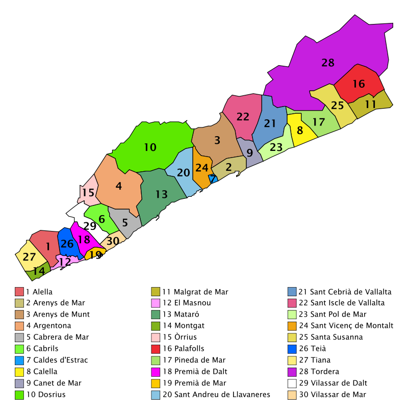 El mapa del Maresme muestra una comarca privilegiada ...